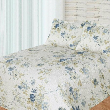 BAY COLONY BY PATCH MAGIC 72 x 60 in. Roses, Super Throw - Blue STHBROS